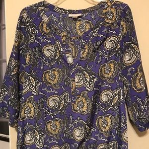 Ann Taylor Loft 3/4 length sleeve top purple gold